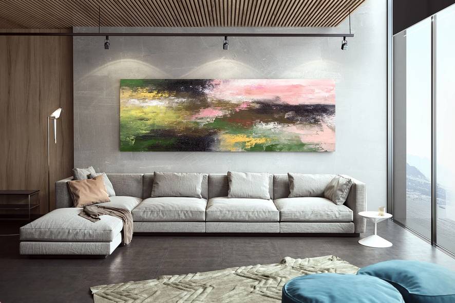 Painting Hand-painted Modern Bedroom Canvas Abstract Canvas Artwork E7OK2